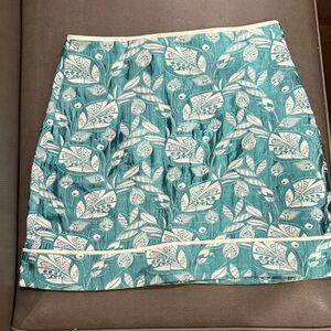 Alexis Teal Leaf Print Mini Skirt